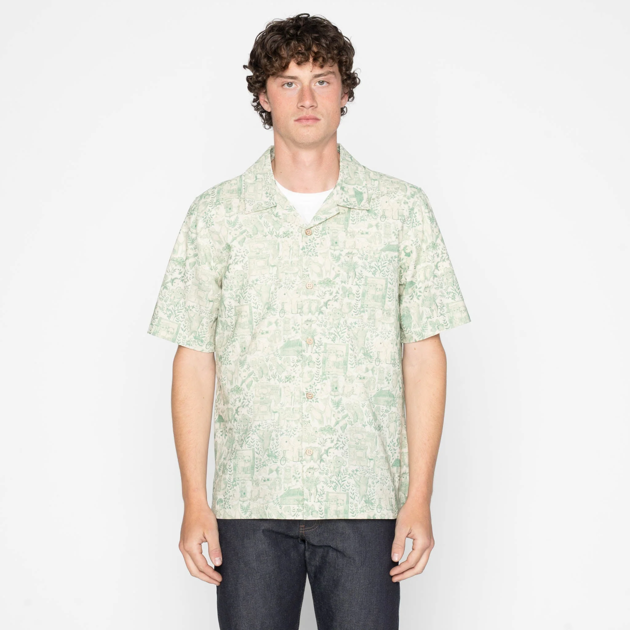 Aloha Shirt - Linen Animals - Green - Image 2