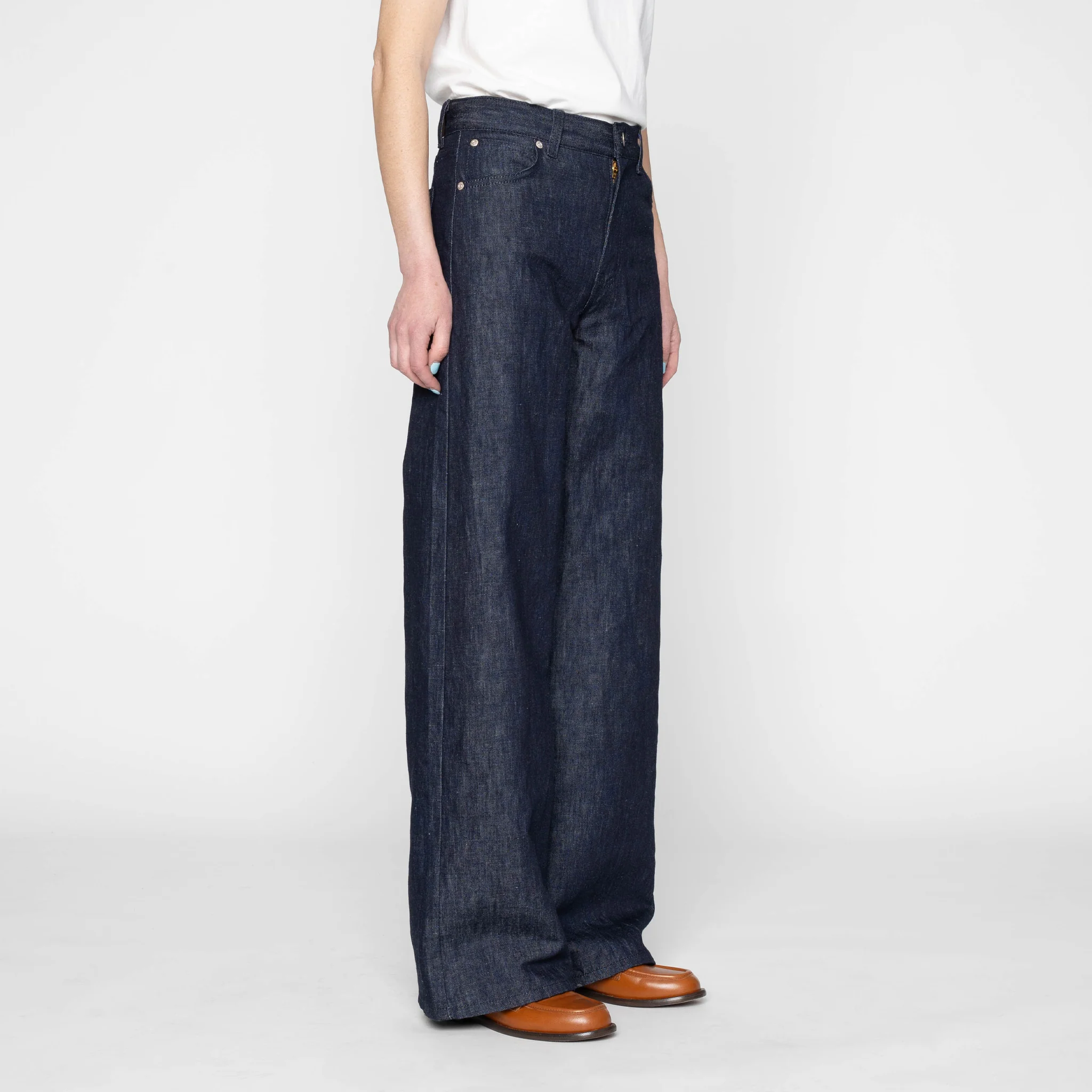 Wide Wild West - Linen Blend Denim - Indigo - Image 3